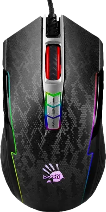 Игровая проводная мышь Bloody P93s, сенсор BC3332-S, 8000 CPI, отклик 0.2 мс, RGB-подсветка, переключатели Light Strike LK, 8 кнопок, черный