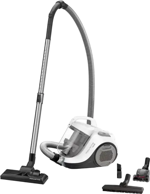 Rowenta RO2957EA Swift Power Cyclonic Bagless Cylinder Vacuum Cleaner, 750W, 2100W Suction, 1.2L Dust Container, HEPA Filter, Telescopic Tube, White/Grey
