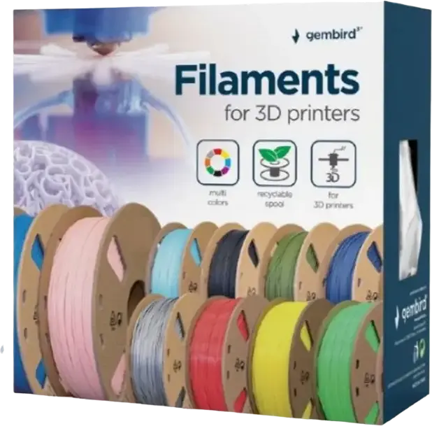 Филамент PLA Gembird 3DP-PLA-01-MTBK 1.75мм Матовый Черный, Катушка 1кг, Температура печати 190-220°C, Перерабатываемая картонная катушка