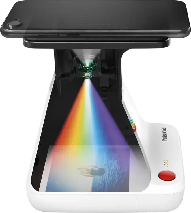 Polaroid Lab Instant Photo Printer, Digital-to-Analog Smartphone Printer for i-Type and 600 Film, White, 35mm f/3.8 Lens, Rechargeable Battery