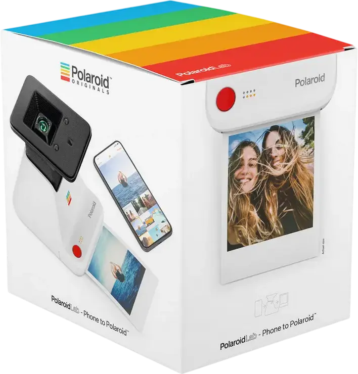Polaroid Lab Instant Photo Printer, Digital-to-Analog Smartphone Printer for i-Type and 600 Film, White, 35mm f/3.8 Lens, Rechargeable Battery