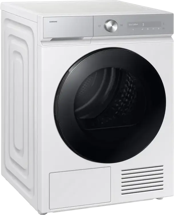 Samsung Bespoke AI Series 8000 DV90DB8845GHU4 Tumble Dryer, 9 kg, Heat Pump, Energy Class A, AI Dry, WiFi SmartThings, White/Black, 85x60x60 cm