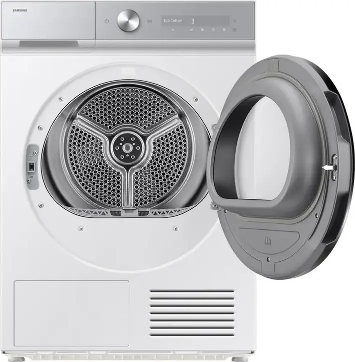 Samsung Bespoke AI Series 8000 DV90DB8845GHU4 Tumble Dryer, 9 kg, Heat Pump, Energy Class A, AI Dry, WiFi SmartThings, White/Black, 85x60x60 cm