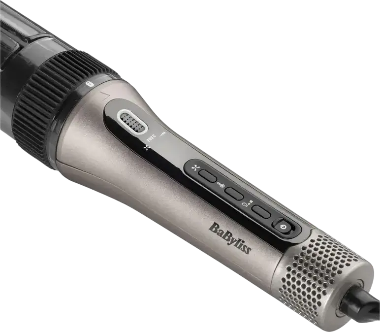 BaByliss C6688E Style Secret Air Automatic Rotating Curling Iron, 25mm Ceramic Quartz Barrel, 200C, Ionization, LED Display, Beige