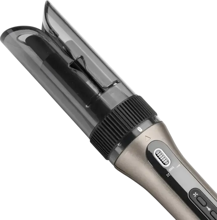 BaByliss C6688E Style Secret Air Automatic Rotating Curling Iron, 25mm Ceramic Quartz Barrel, 200C, Ionization, LED Display, Beige