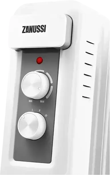 Zanussi ZOH/CS-09W Oil Radiator, 2000W Max Power, 3 Heating Levels, 9 Fins, Adjustable Thermostat, Overheat Protection, White, 62.5x43.8x24 cm