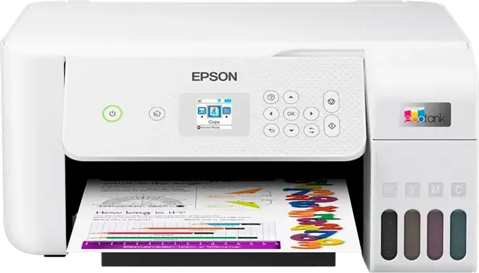Epson EcoTank L3266 All-in-One Multifunction Inkjet Printer, Print Scan Copy, WiFi, Wi-Fi Direct, 5760x1440 DPI, White, LCD Panel