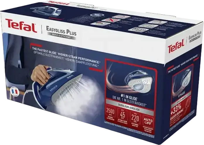 Утюг с паровым ударом Tefal FV5735E0 Easygliss Plus, 2500 Вт, керамическая подошва Durilium Airglide, паровой удар 220 г/мин, антикапельная система
