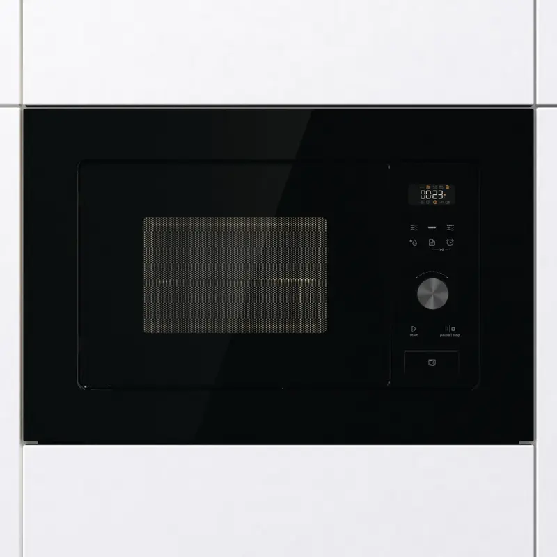Gorenje BM201AG1BG Built-in Microwave Oven with Grill, 20L, 800W Microwave, 1000W Grill, 15 Auto Programs, Stainless Steel Interior, Black