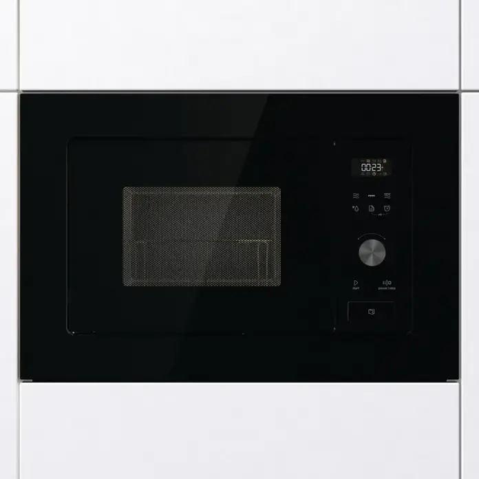 Gorenje BM201AG1BG Built-in Microwave Oven with Grill, 20L, 800W Microwave, 1000W Grill, 15 Auto Programs, Stainless Steel Interior, Black