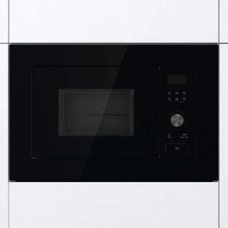 Gorenje BM201AG1BG Built-in Microwave Oven with Grill, 20L, 800W Microwave, 1000W Grill, 15 Auto Programs, Stainless Steel Interior, Black