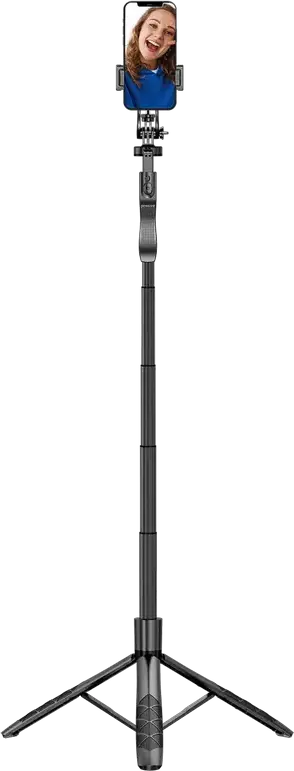 Proove MegaStick Selfie Stick Tripod, 153 cm Max Length, Aluminum Alloy and ABS, Bluetooth Remote, 360-degree Rotation, Hand Stabilizer, Black