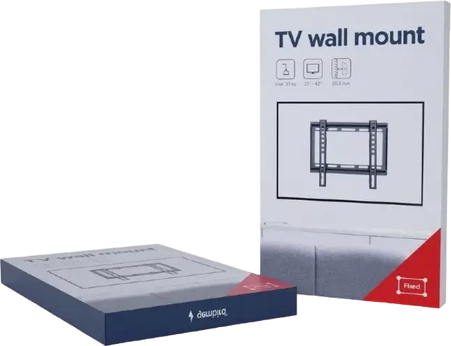 Gembird WM-42F-04 Fixed TV Wall Mount for 23" to 42" Screens, VESA up to 200x200mm, Max Load 35kg, Powder Coated Steel, Black