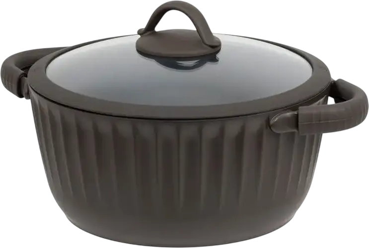RESTO Ascella 94003 Aluminium Casserole with Glass Lid, 4.6L, 24cm, Pfluon Non-Stick Coating, Induction Bottom, Oven Safe, Brown