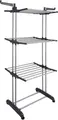 Scurtator de Rude Vertical cu 4 Niveluri, Rack Tower cu Roti, Cadru din Metal Tubular si Clipuri Integrate pentru Haine Mici