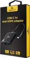 Adaptor Cablexpert A-CM-HDMIF2-01 USB-C la Dual HDMI, Extensie Ecran Dublu 4K x 2K @ 30Hz, USB 3.1 Type-C Female la 2x HDMI Female, 0.15m, Negru