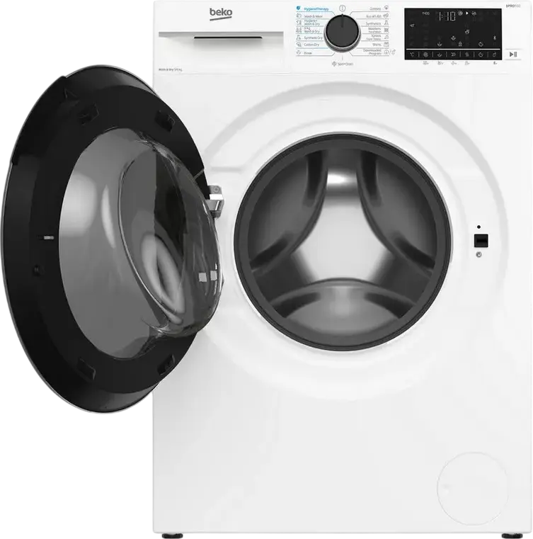 Masina de spalat si uscat Beko B5DFT59442W, 9kg Spalat/6kg Uscat, 1400 rpm, Motor ProSmart Inverter, SteamCure, HomeWhiz, Display LED, Alb/Negru