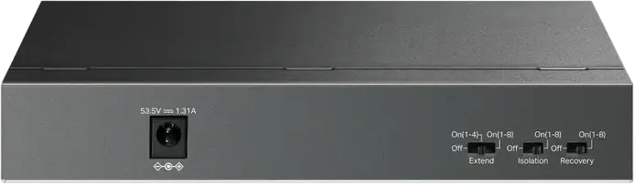 PoE+ коммутатор TP-Link LiteWave LS109P, 9 портов 10/100Мбит/с, 8 портов PoE+, бюджет 63Вт, режим Extend до 250м, металлический корпус, безвентиляторный