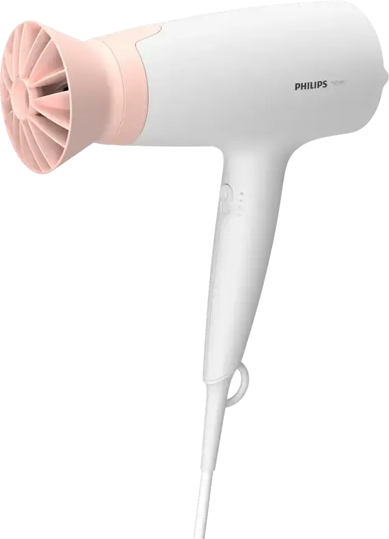 Philips BHD300/00 3000 Series Hair Dryer 1600W with ThermoProtect Technology, 3 Temperature and Speed Settings, Cool Shot, White and Pink
