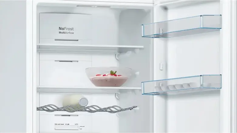 Холодильник Bosch Serie 4 KGN36VWED отдельно стоящий, No Frost, VitaFresh, MultiAirflow, общий объем 326 л, белый, 186x60x66 см