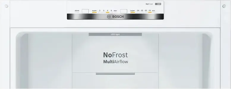 Холодильник Bosch Serie 4 KGN36VWED отдельно стоящий, No Frost, VitaFresh, MultiAirflow, общий объем 326 л, белый, 186x60x66 см