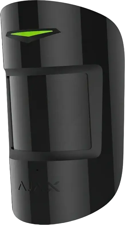 Detector Ajax CombiProtect Combinat Wireless de Miscare si Spargere Geam, Raza 12m, Unghi 180 Grade, Imunitate Caine/Pisica pana la 20kg, Negru