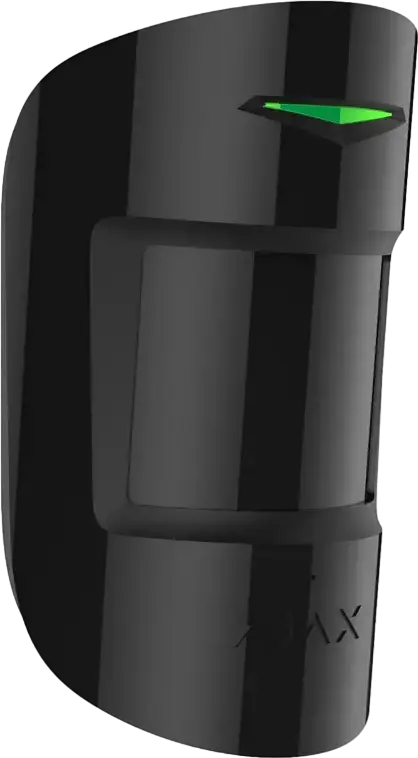 Detector Ajax CombiProtect Combinat Wireless de Miscare si Spargere Geam, Raza 12m, Unghi 180 Grade, Imunitate Caine/Pisica pana la 20kg, Negru
