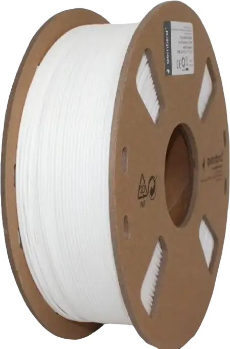 Gembird 3DP-PLA+1.75-02-G 3D Printer Filament PLA+, Color: White, 1.75 mm Diameter, 1 kg Net Weight, 195-235 degrees C Printing Temperature, Recyclable Cardboard Spool