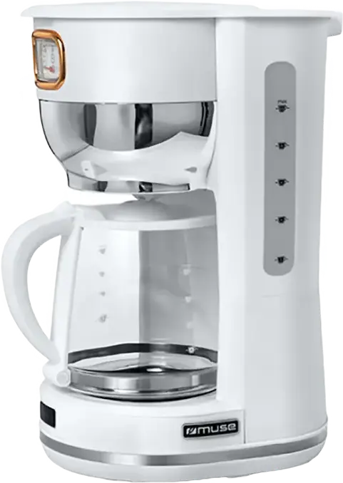 MUSE MS-220 W Drip Coffee Maker, 1000W, 1.4L Capacity, Ground Coffee, Anti-Drip System, Automatic Shut-off, Glass Carafe, Retro Design, White
