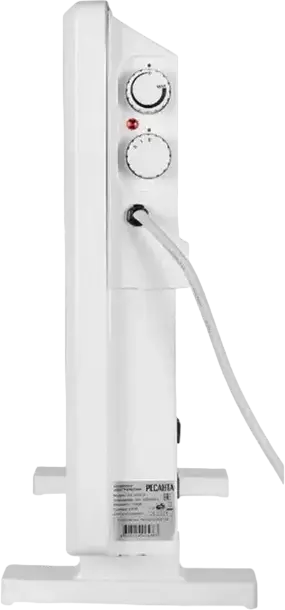 Resanta OK-1000CH Convector Heater, 1000W, Needle Heating Element, Metal Case, Thermostat, Floor and Wall Mount, White, 15 m2 Heating Area