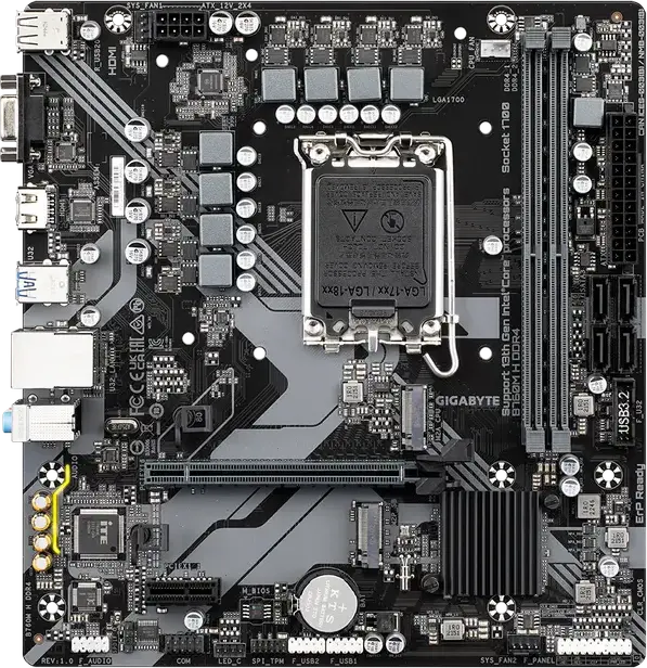 Placa de baza Gigabyte B760M H DDR4 Micro-ATX LGA1700 Chipset Intel B760 pentru Intel Core Gen 12 13 14, 64GB DDR4 3200MHz, PCIe 4.0, 2x M.2 Gen4, HDMI 2.1