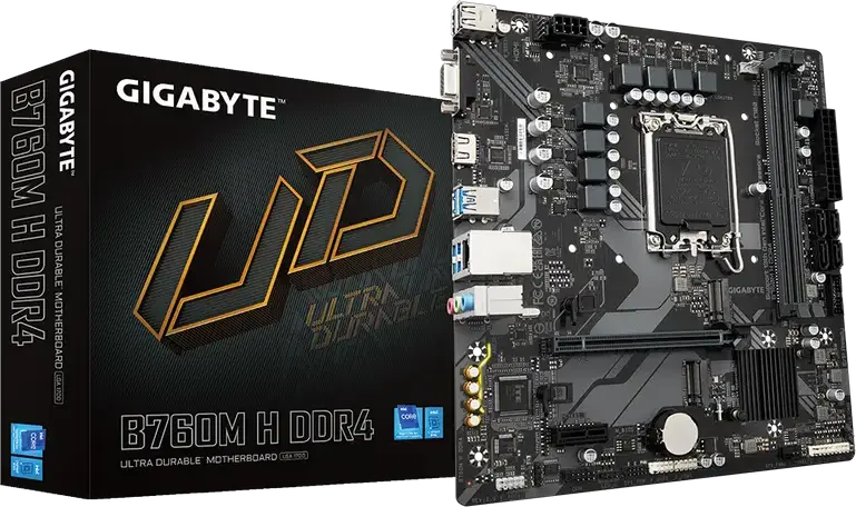 Placa de baza Gigabyte B760M H DDR4 Micro-ATX LGA1700 Chipset Intel B760 pentru Intel Core Gen 12 13 14, 64GB DDR4 3200MHz, PCIe 4.0, 2x M.2 Gen4, HDMI 2.1