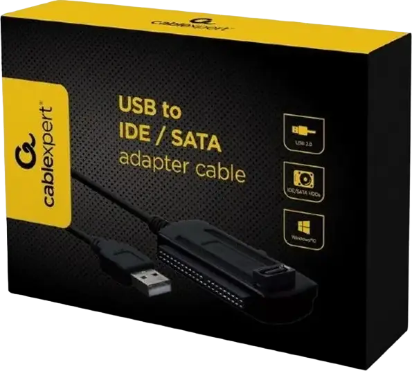 Gembird AUSI01 USB 2.0 to IDE/SATA Adapter Cable for 2.5" and 3.5" HDD, CD/DVD Drives, Serial ATA II, LBA48, with AC-DC Power Adapter, Black