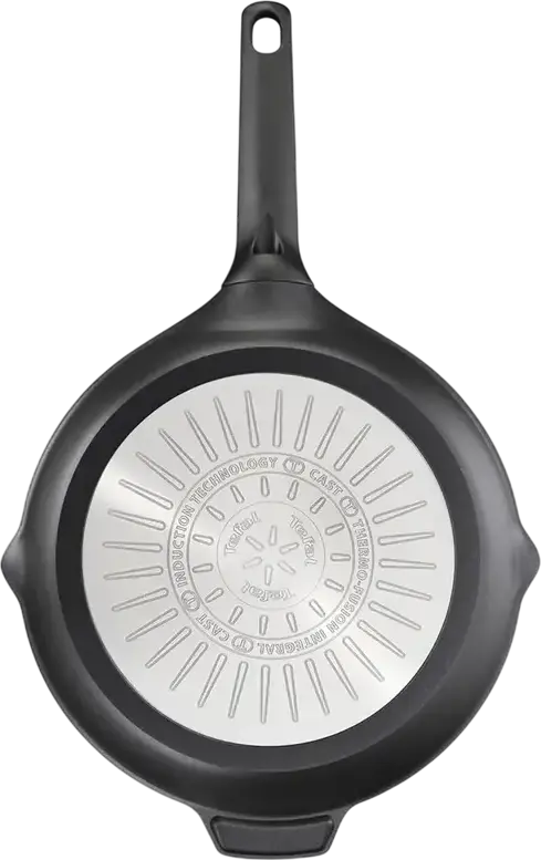 Tefal Robusto E2490644 Non-Stick Aluminium Frying Pan, 28 cm, Thermo-Spot Heating Indicator, Induction Compatible, Black