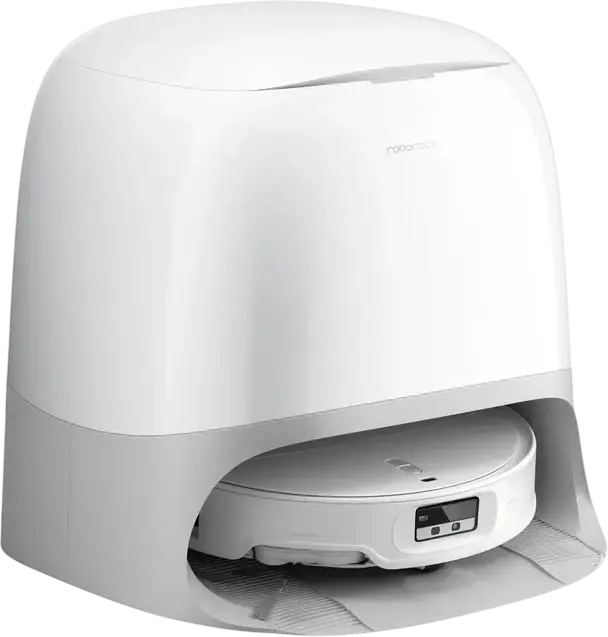 Roborock Qrevo Curv 2 Pro Robot Vacuum Cleaner, 25 kPa Suction, Dry and Wet Cleaning, 6400 mAh Battery, Reactive AI Obstacle Recognition, White