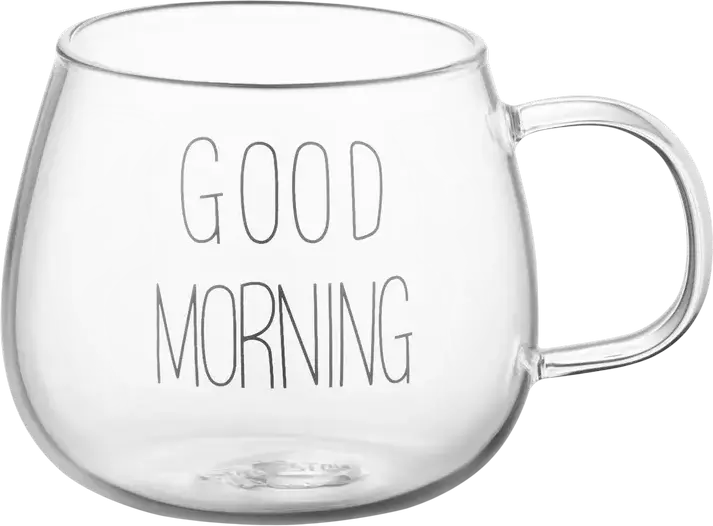 Set cani cu perete dublu Ardesto AR2643BMR Good Morning din sticla borosilicata, 430ml, transparente, rezistente la cuptor cu microunde si masina de spalat vase, 2 bucati