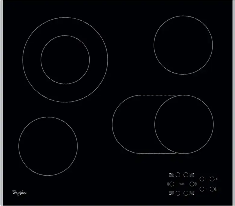 Whirlpool AKT 8210 LX Built-in Vitroceramic Electric Cooktop, 4 Cooking Zones with Oval Burner, Touch Control, LED Display, Child Lock, Black, 58 cm