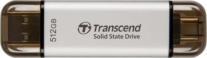 SSD Portabil Transcend ESD310S 512 GB, Conector Dual USB Type-A și Type-C, USB 3.2 Gen 2 10Gbps, Viteza de Citire 1,050 MB/s, Flash 3D NAND, Criptare AES 256-bit
