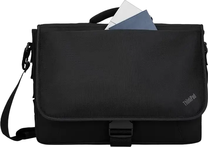 Lenovo ThinkPad Essential Messenger Bag for 15.6 inch Laptops, Water-Resistant Polyester, Black, 2 Compartments, Padded Shoulder Strap, 4X40Y95215