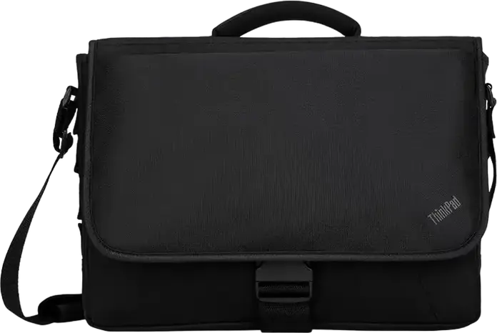 Lenovo ThinkPad Essential Messenger Bag for 15.6 inch Laptops, Water-Resistant Polyester, Black, 2 Compartments, Padded Shoulder Strap, 4X40Y95215