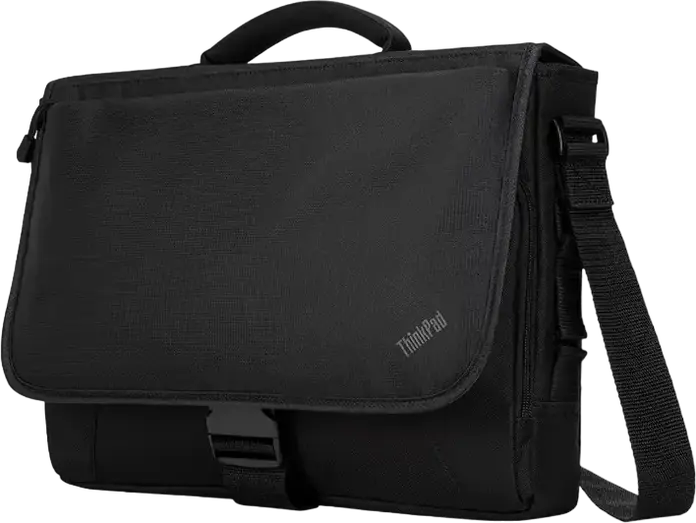 Lenovo ThinkPad Essential Messenger Bag for 15.6 inch Laptops, Water-Resistant Polyester, Black, 2 Compartments, Padded Shoulder Strap, 4X40Y95215