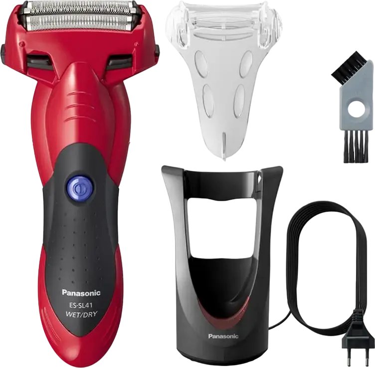 Aparat de Ras Electric Panasonic ES-SL41 cu Sita, Umed și Uscat, Motor Liniar de Mare Viteză, Lame Hipoalergene, Cap Pivotant, Trimer Integrat, Roșu