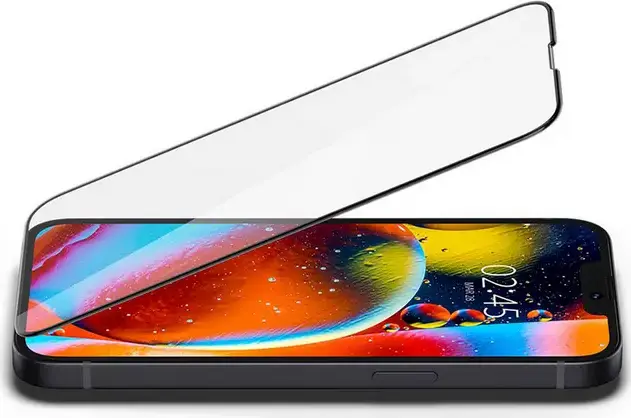 Protectie Ecran Spigen Glass FC din Sticla Temperata pentru iPhone 14 Plus, Duritate 9H, Grosime 0.3mm, Margini 2.5D, Protectie Impotriva Zgarieturilor