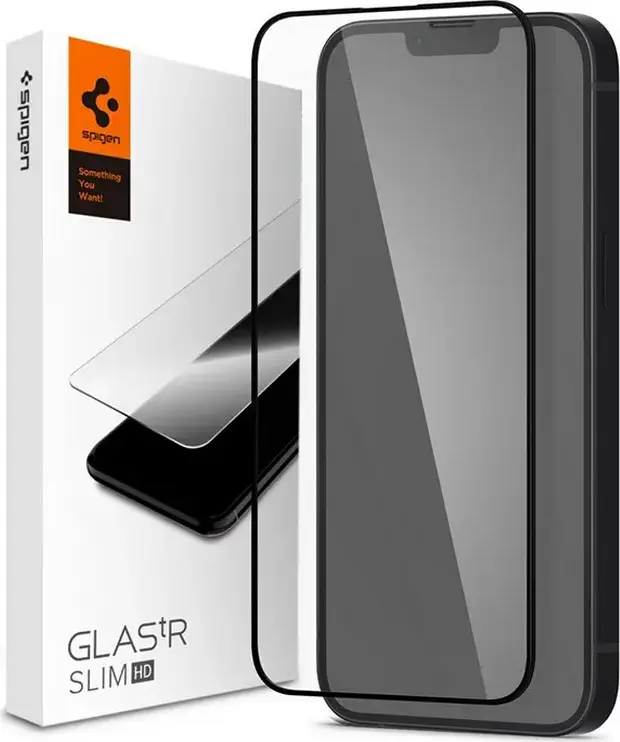 Protectie Ecran Spigen Glass FC din Sticla Temperata pentru iPhone 14 Plus, Duritate 9H, Grosime 0.3mm, Margini 2.5D, Protectie Impotriva Zgarieturilor