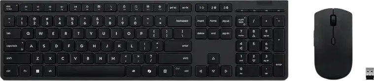 Lenovo Professional Wireless Rechargeable Combo 4X31R64342 Keyboard and Mouse, Bluetooth & 2.4GHz, USB-C Charging, 4000 DPI Optical Mouse, Black