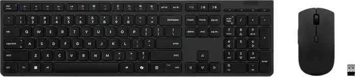 Lenovo Professional Wireless Rechargeable Combo 4X31R64342 Keyboard and Mouse, Bluetooth & 2.4GHz, USB-C Charging, 4000 DPI Optical Mouse, Black