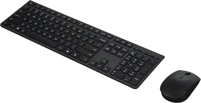 Lenovo Professional Wireless Rechargeable Combo 4X31R64342 Keyboard and Mouse, Bluetooth & 2.4GHz, USB-C Charging, 4000 DPI Optical Mouse, Black