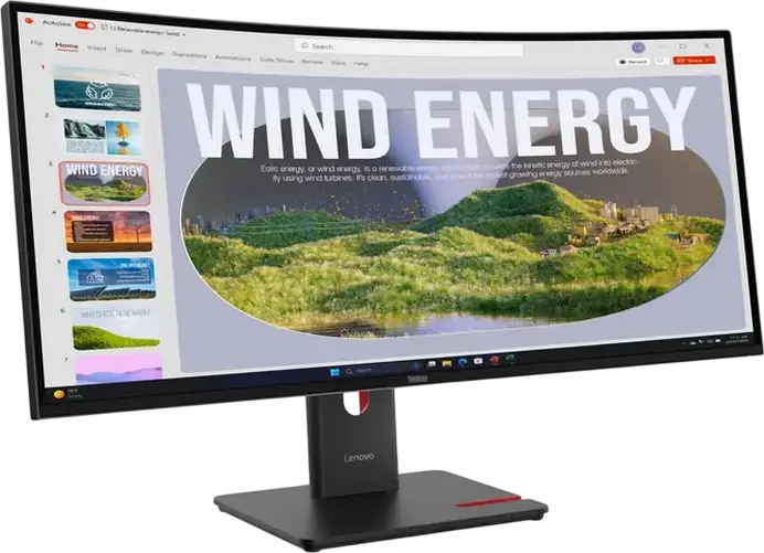 Lenovo ThinkVision T34WD-40 34" WQHD 3440x1440 Curved VA Monitor, 120Hz, 4ms, HDR10, USB-C, RJ45 Ethernet, Height Adjustable, Eclipse Black
