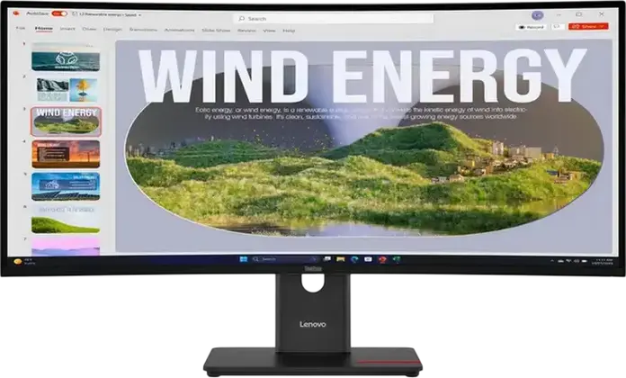 Lenovo ThinkVision T34WD-40 34" WQHD 3440x1440 Curved VA Monitor, 120Hz, 4ms, HDR10, USB-C, RJ45 Ethernet, Height Adjustable, Eclipse Black