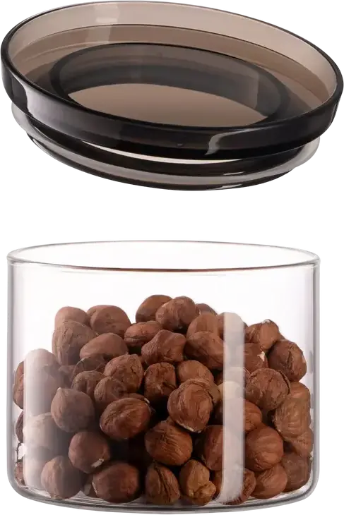 Borcan pentru alimente Ardesto Fresh AR1338SF din sticla cu capac vacuum din plastic si silicon, recipient rotund transparent, 380 ml, compatibil cu masina de spalat vase